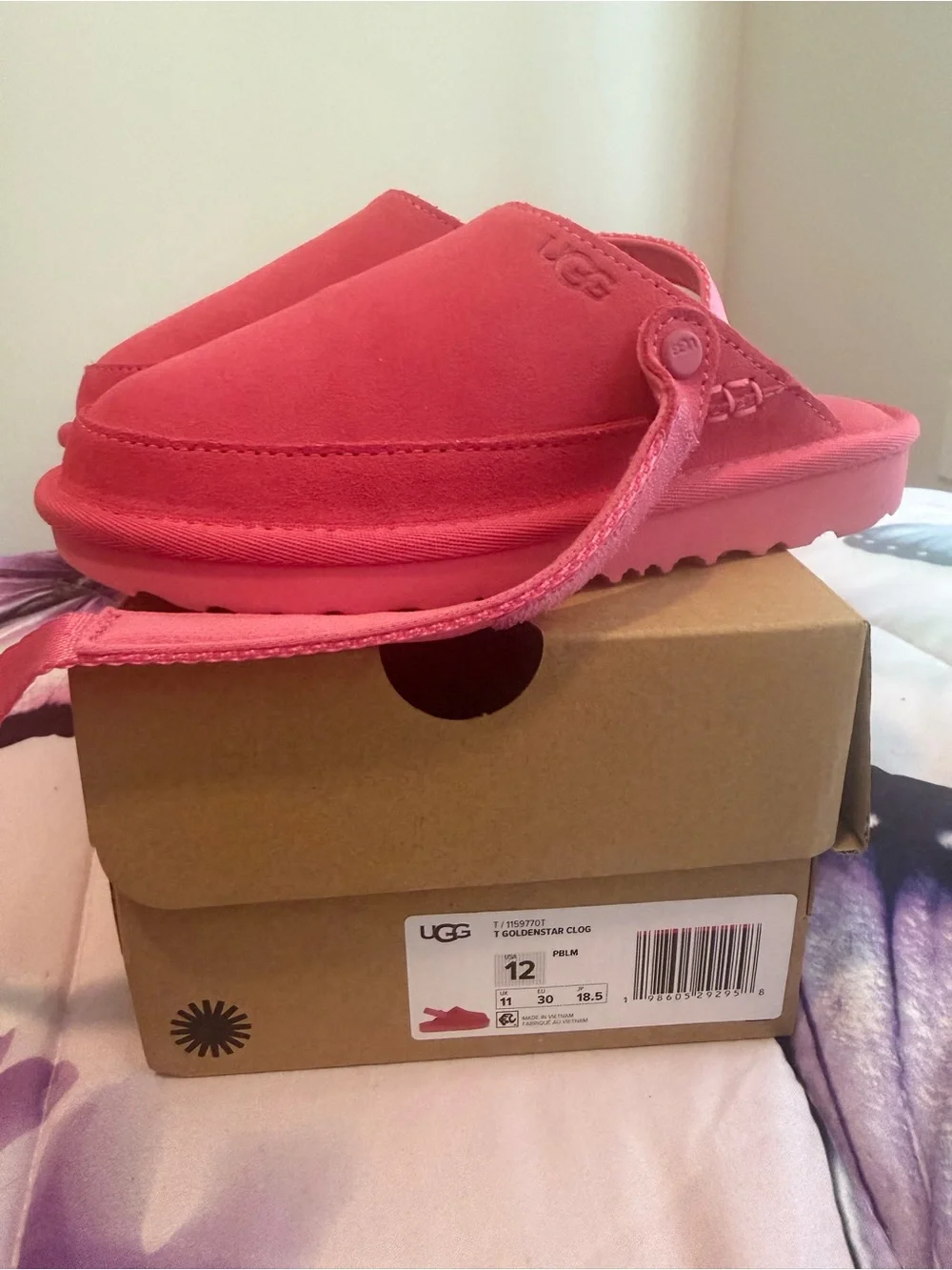 UGG Coral Pink Suede Backstrap Clogs
